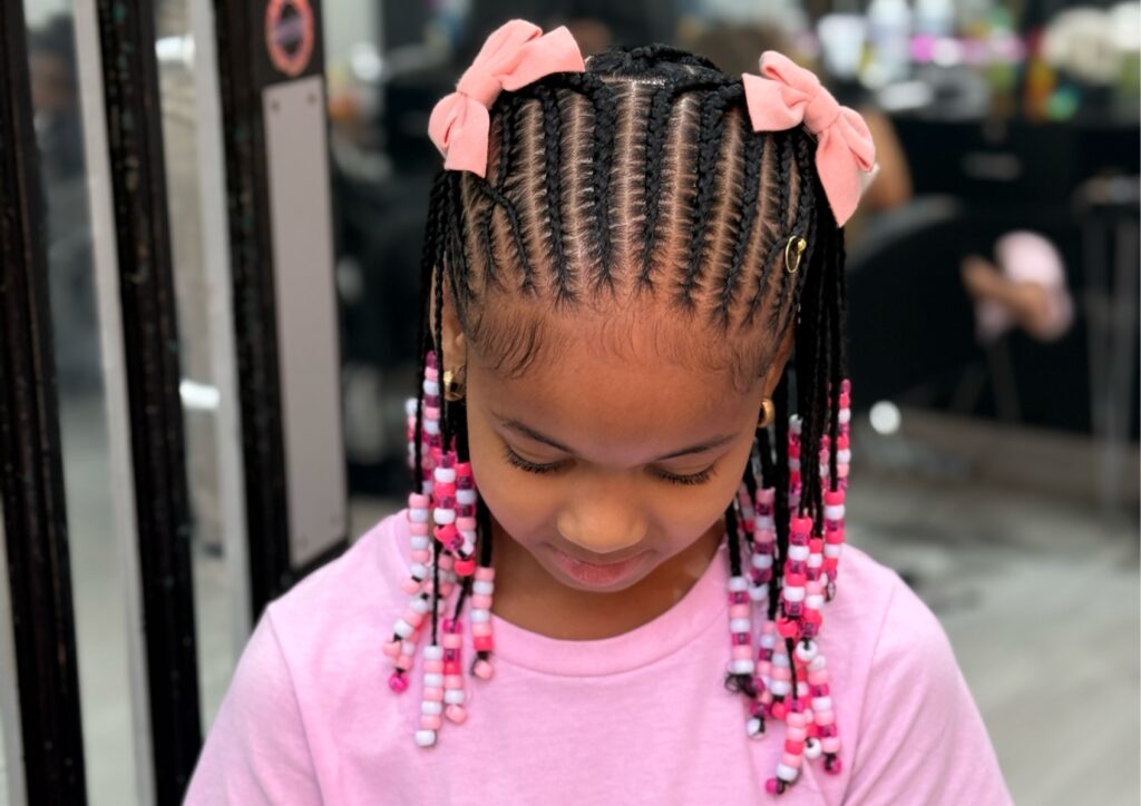kayzhair kids braided buns, beads & bows (hair included)